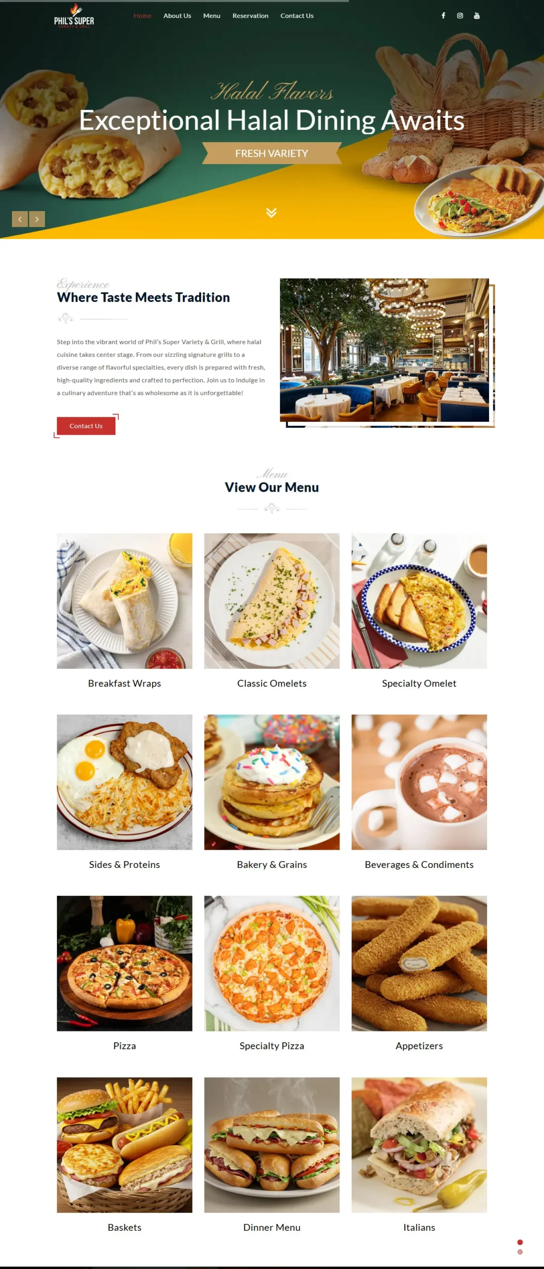 Phil's Super Variety Grill website homepage designed by CoPixels Media