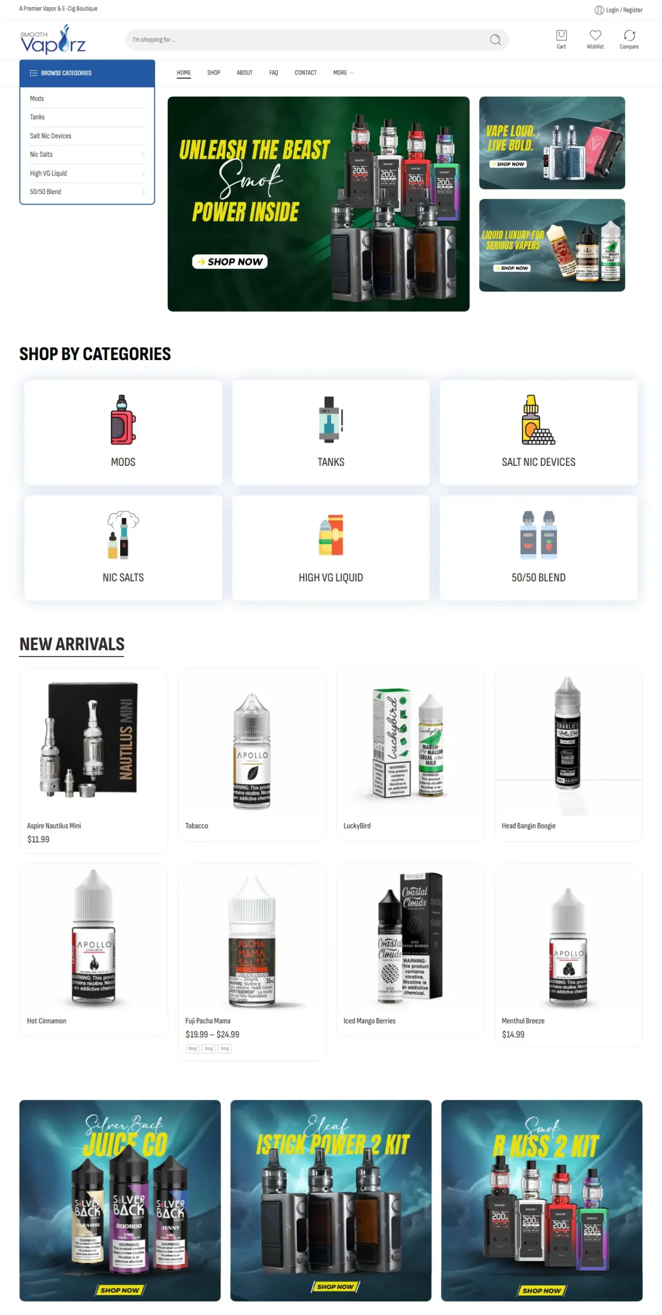 Smooth Vaporz website homepage designed by CoPixels Media