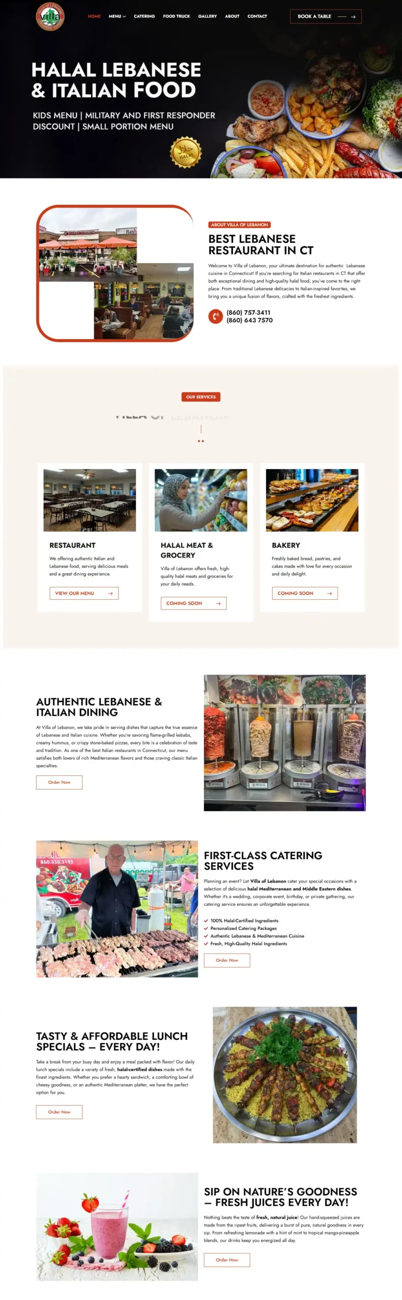 Villa of Lebanon website homepage designed by CoPixels Media