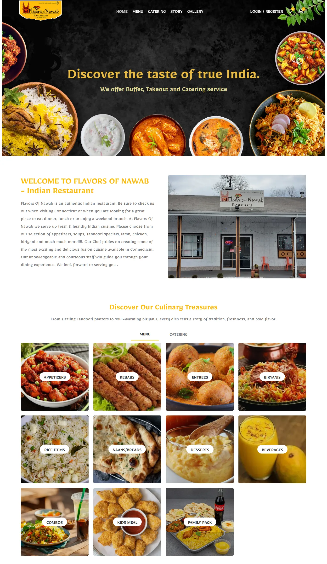 Flavors of Nawab restaurant website with online ordering built by CoPixels Media