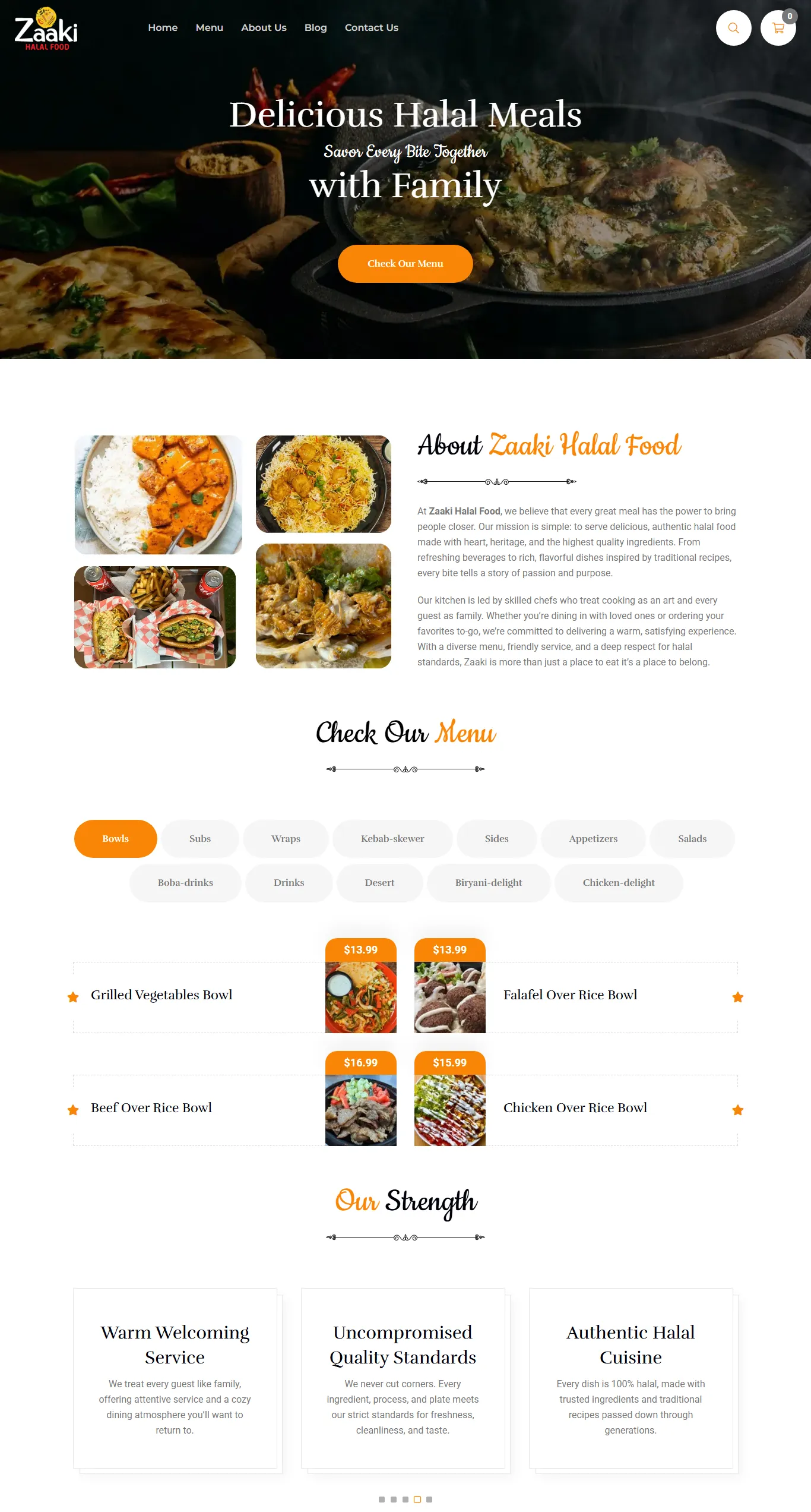 Zaaki Halal Food website homepage designed by CoPixels Media